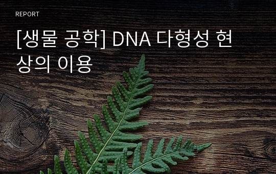 [생물 공학] DNA 다형성 현상의 이용