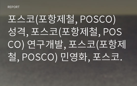 포스코(포항제철, POSCO) 성격, 포스코(포항제철, POSCO) 연구개발, 포스코(포항제철, POSCO) 민영화, 포스코(포항제철, POSCO) 가치비교, 포스코 임금수준