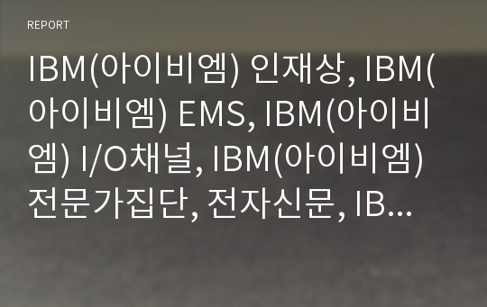 IBM(아이비엠) 인재상, IBM(아이비엠) EMS, IBM(아이비엠) I/O채널, IBM(아이비엠) 전문가집단, 전자신문, IBM(아이비엠) E비즈니스(이비즈니스), 비정규인력