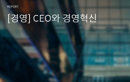 [경영] CEO와 경영혁신
