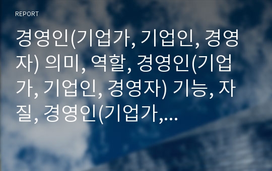 경영인(기업가, 기업인, 경영자) 의미, 역할, 경영인(기업가, 기업인, 경영자) 기능, 자질, 경영인(기업가, 기업인, 경영자) 비전, 경영인(기업가, 기업인, 경영자)경영전략