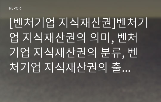 [벤처기업 지식재산권]벤처기업 지식재산권의 의미, 벤처기업 지식재산권의 분류, 벤처기업 지식재산권의 출원, 벤처기업 지식재산권의 특허권, 벤처기업 지식재산권의 보호 사례 분석