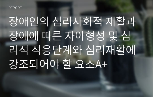 장애인의 심리사회적 재활과 장애에 따른 자아형성 및 심리적 적응단계와 심리재활에 강조되어야 할 요소A+