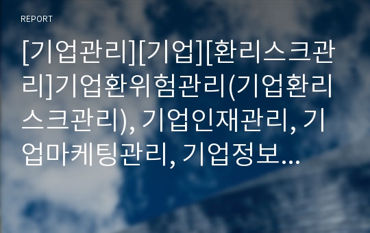 [기업관리][기업][환리스크관리]기업환위험관리(기업환리스크관리), 기업인재관리, 기업마케팅관리, 기업정보관리, 기업브랜드관리(기업상표관리), 기업관계관리, 기업인지도관리 분석