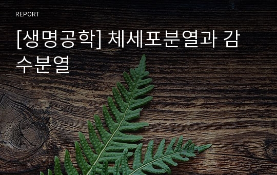 [생명공학] 체세포분열과 감수분열