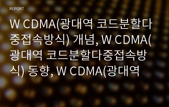 W CDMA(광대역 코드분할다중접속방식) 개념, W CDMA(광대역 코드분할다중접속방식) 동향, W CDMA(광대역 코드분할다중접속방식) 기능, 향후 W CDMA 제고 방향 분석