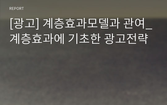 [광고] 계층효과모델과 관여_계층효과에 기초한 광고전략