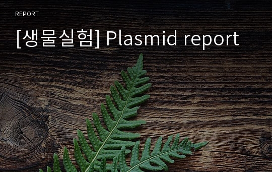 [생물실험] Plasmid report
