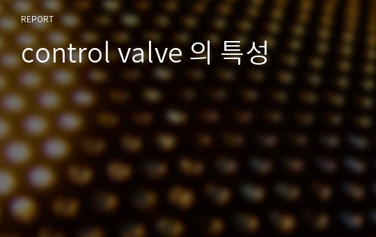 control valve 의 특성