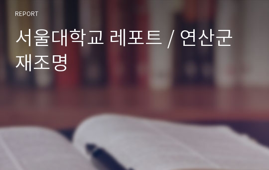 서울대학교 레포트 / 연산군 재조명