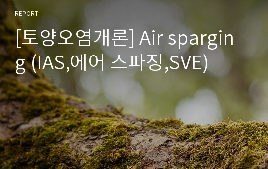 [토양오염개론] Air sparging (IAS,에어 스파징,SVE)