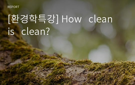 [환경학특강] How   clean  is   clean?