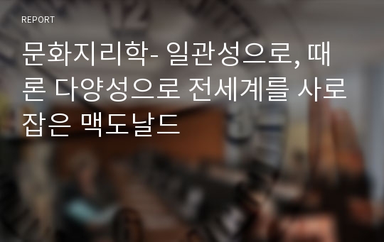 문화지리학- 일관성으로, 때론 다양성으로 전세계를 사로잡은 맥도날드