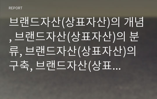 브랜드자산(상표자산)의 개념, 브랜드자산(상표자산)의 분류, 브랜드자산(상표자산)의 구축, 브랜드자산(상표자산)의 측정, 브랜드자산(상표자산)의 영향요인, 선행연구, 웹광고 분석