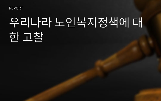 우리나라 노인복지정책에 대한 고찰