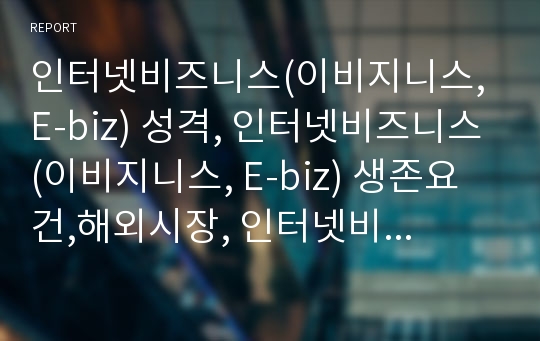 인터넷비즈니스(이비지니스, E-biz) 성격, 인터넷비즈니스(이비지니스, E-biz) 생존요건,해외시장, 인터넷비즈니스(이비지니스, E-biz) 마케팅, 인터넷비즈니스 성공 전략