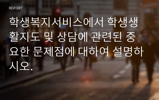 학생복지서비스에서 학생생활지도 및 상담에 관련된 중요한 문제점에 대하여 설명하시오.