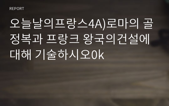 오늘날의프랑스4A)로마의 골정복과 프랑크 왕국의건설에 대해 기술하시오0k