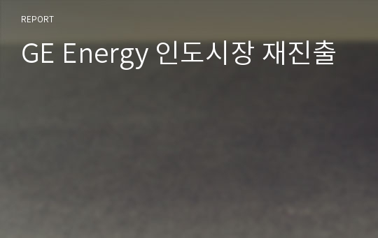 GE Energy 인도시장 재진출 