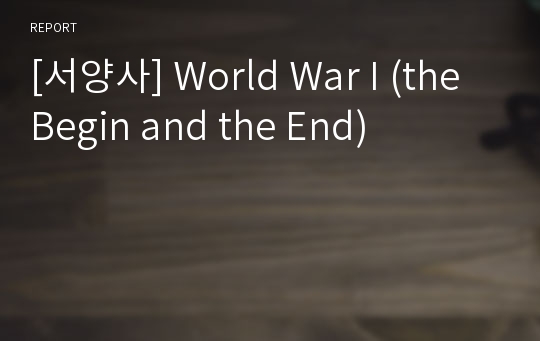 [서양사] World War I (the Begin and the End)