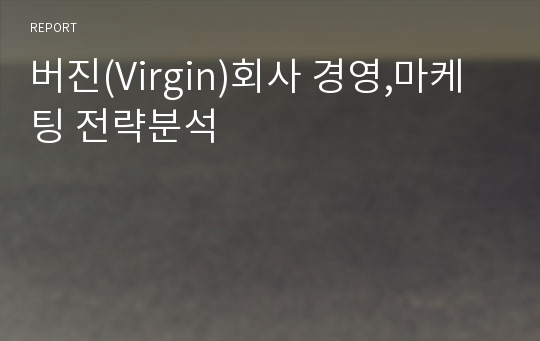 버진(Virgin)회사 경영,마케팅 전략분석