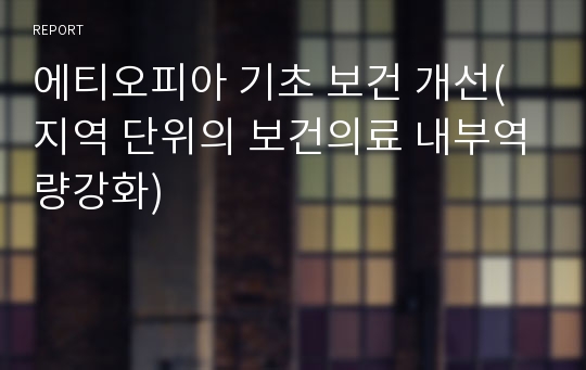 에티오피아 기초 보건 개선(지역 단위의 보건의료 내부역량강화)