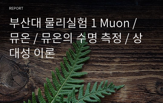 부산대 물리실험 1 Muon / 뮤온 / 뮤온의 수명 측정 / 상대성 이론