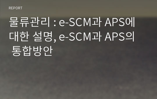 물류관리 : e-SCM과 APS에 대한 설명, e-SCM과 APS의  통합방안