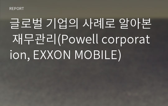 글로벌 기업의 사례로 알아본 재무관리(Powell corporation, EXXON MOBILE)