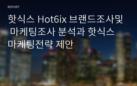 핫식스 Hot6ix 브랜드조사및 마케팅조사 분석과 핫식스 마케팅전략 제안