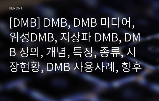 [DMB] DMB, DMB 미디어, 위성DMB, 지상파 DMB, DMB 정의, 개념, 특징, 종류, 시장현황, DMB 사용사례, 향후 전망