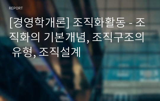 [경영학개론] 조직화활동 - 조직화의 기본개념, 조직구조의 유형, 조직설계