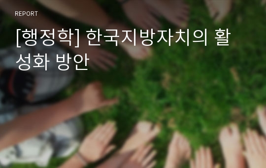 [행정학] 한국지방자치의 활성화 방안