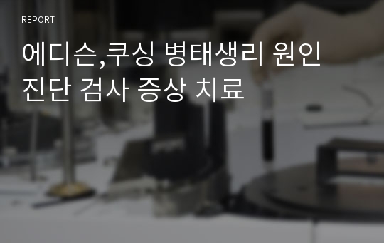 에디슨,쿠싱 병태생리 원인 진단 검사 증상 치료