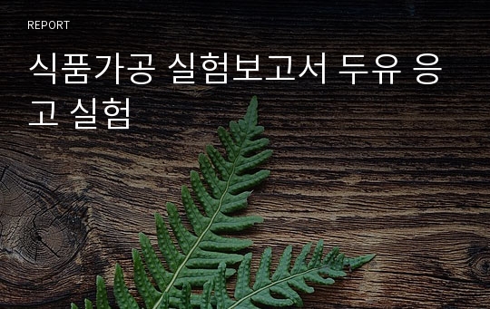 식품가공 실험보고서 두유 응고 실험