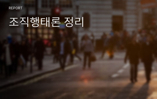 조직행태론 정리