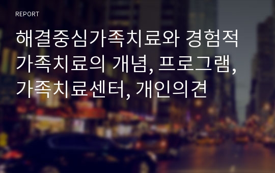 해결중심가족치료와 경험적가족치료의 개념, 프로그램, 가족치료센터, 개인의견