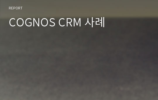 COGNOS CRM 사례