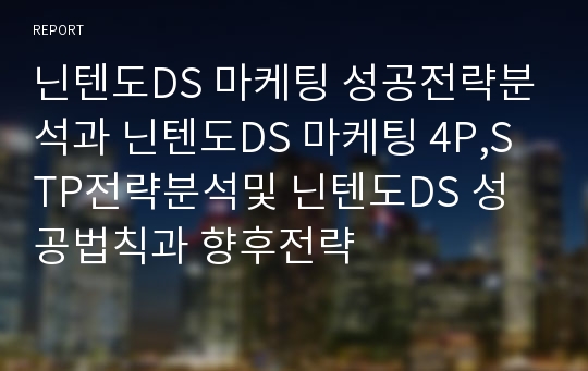 닌텐도DS 마케팅 성공전략분석과 닌텐도DS 마케팅 4P,STP전략분석및 닌텐도DS 성공법칙과 향후전략