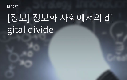 [정보] 정보화 사회에서의 digital divide