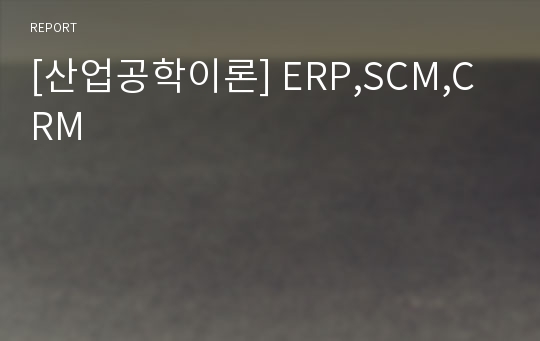 [산업공학이론] ERP,SCM,CRM