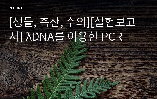 [생물, 축산, 수의][실험보고서] λDNA를 이용한 PCR