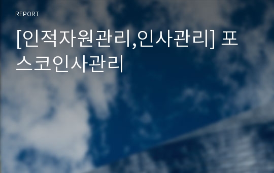 [인적자원관리,인사관리] 포스코인사관리