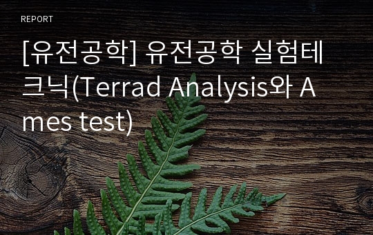 [유전공학] 유전공학 실험테크닉(Terrad Analysis와 Ames test)