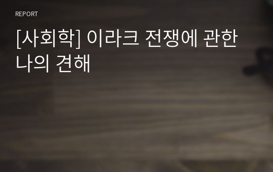 [사회학] 이라크 전쟁에 관한 나의 견해