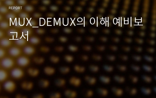 MUX_DEMUX의 이해 예비보고서