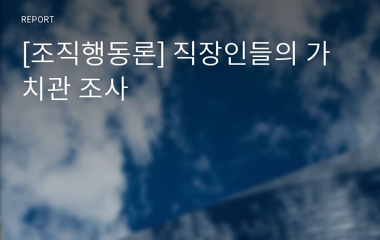 [조직행동론] 직장인들의 가치관 조사