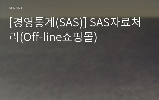 [경영통계(SAS)] SAS자료처리(Off-line쇼핑몰)