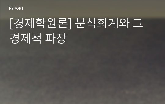 [경제학원론] 분식회계와 그 경제적 파장