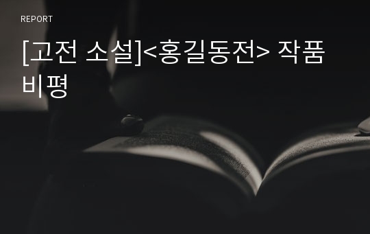 [고전 소설]&lt;홍길동전&gt; 작품 비평